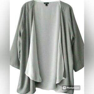 Relativity Jacket Size Medium Gray Drape Open Front  3/4 Sleeve Polyester